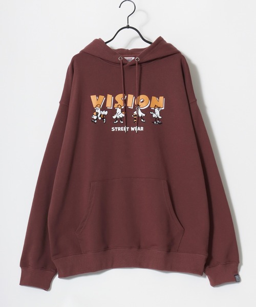 VISION STREET WEAR（ヴィジョンストリートウェア）の「VISION STREET WEAR/ヴィジョンストリートウェア オーバーサイズ 裏毛 ゴーストロゴプリント スウェット パーカー/レディース メンズ（パーカー・メンズ・オフホワイト/チャコールグレー/ワイン・L/M/LL）」の16枚目の写真
