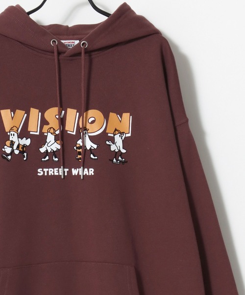 VISION STREET WEAR（ヴィジョンストリートウェア）の「VISION STREET WEAR/ヴィジョンストリートウェア オーバーサイズ 裏毛 ゴーストロゴプリント スウェット パーカー/レディース メンズ（パーカー・メンズ・オフホワイト/チャコールグレー/ワイン・L/M/LL）」の13枚目の写真