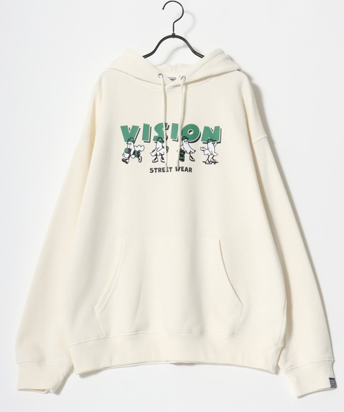 VISION STREET WEAR（ヴィジョンストリートウェア）の「VISION STREET WEAR/ヴィジョンストリートウェア オーバーサイズ 裏毛 ゴーストロゴプリント スウェット パーカー/レディース メンズ（パーカー・メンズ・オフホワイト/チャコールグレー/ワイン・L/M/LL）」の14枚目の写真