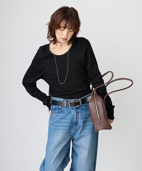 RIVE DROITE（リヴドロワ）の「【MYSELFbyRD（マイセルフバイリヴドロワ）】テレコロンTee（Tシャツ/カットソー・レディース・ブラック/オフホワイト・FREE）」の13枚目の写真