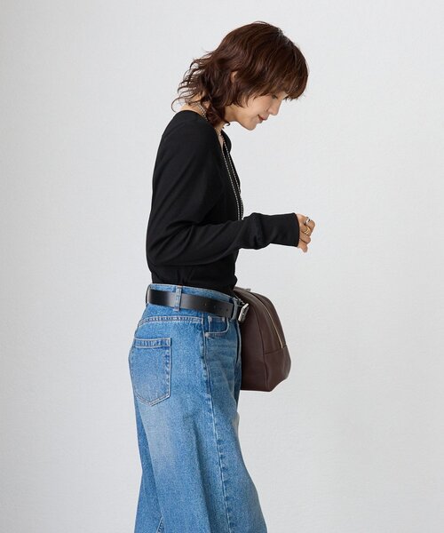 RIVE DROITE（リヴドロワ）の「【MYSELFbyRD（マイセルフバイリヴドロワ）】テレコロンTee（Tシャツ/カットソー・レディース・ブラック/オフホワイト・FREE）」の6枚目の写真