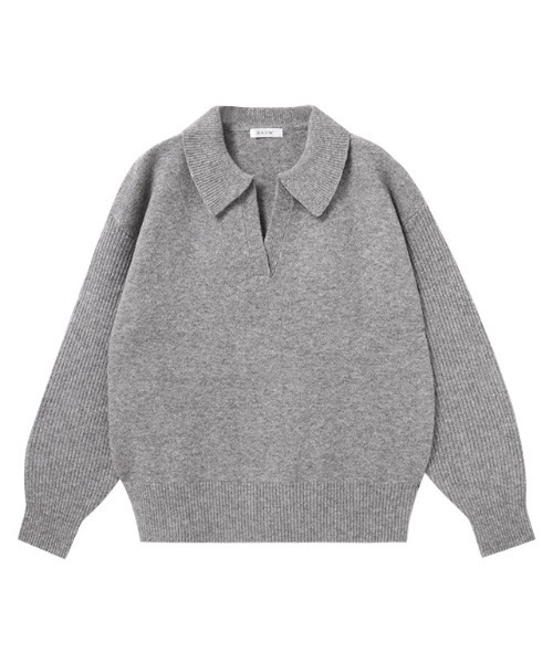 RASW(ラス)の「ウールミックススキッパーポロニット(ニット/セーター・レディース・ブラウン/杢グレー・L/M)」の17枚目の写真