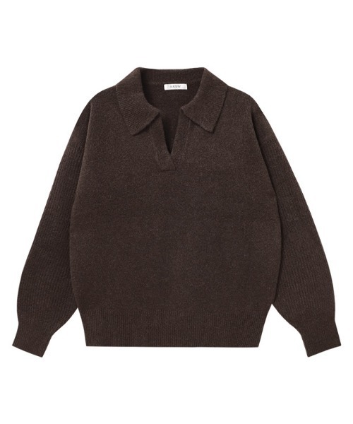RASW(ラス)の「ウールミックススキッパーポロニット(ニット/セーター・レディース・ブラウン/杢グレー・L/M)」の14枚目の写真