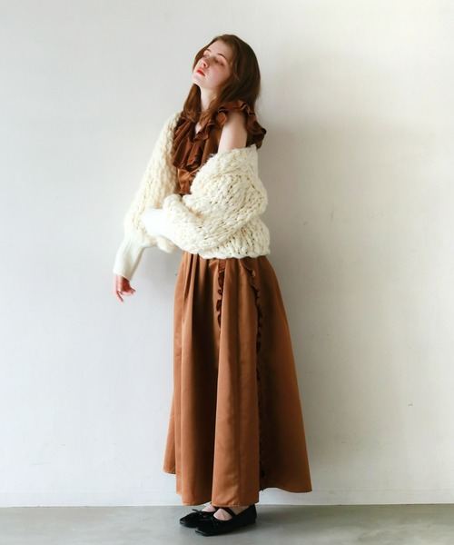 mic by Olu.（ミックバイオルドット）の「サテンタックスカート[セットアップ可能]（スカート・レディース・ブラック/ホワイト/ブラウン・SMALL/MEDIUM）」の16枚目の写真