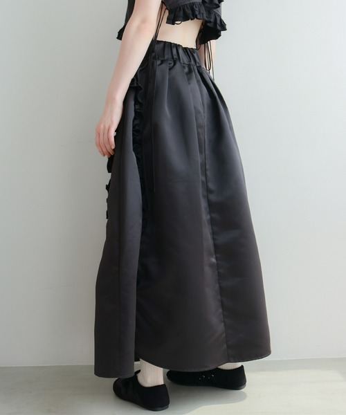 mic by Olu.（ミックバイオルドット）の「サテンタックスカート[セットアップ可能]（スカート・レディース・ブラック/ホワイト/ブラウン・SMALL/MEDIUM）」の11枚目の写真