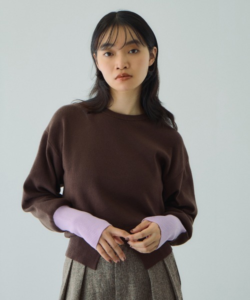 VICKY（ビッキー）の「カラーカフスリットニットプルオーバー≪手洗い可能≫（ニット/セーター・レディース・ブラック/ブラウン/アイボリー・M）」の3枚目の写真