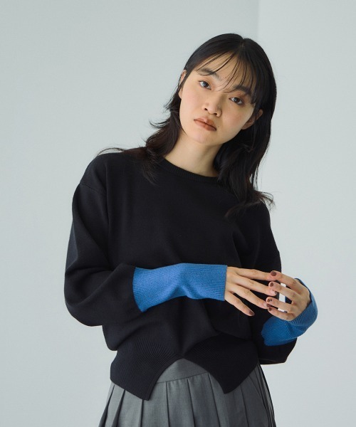 VICKY（ビッキー）の「カラーカフスリットニットプルオーバー≪手洗い可能≫（ニット/セーター・レディース・ブラック/ブラウン/アイボリー・M）」の2枚目の写真