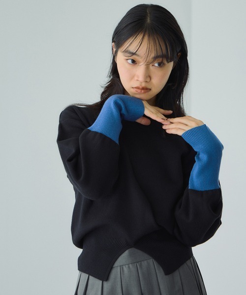 VICKY（ビッキー）の「カラーカフスリットニットプルオーバー≪手洗い可能≫（ニット/セーター・レディース・ブラック/ブラウン/アイボリー・M）」の6枚目の写真