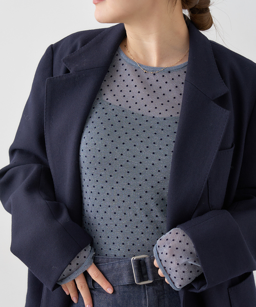 240エンフォルド ストレッチウールゆったりフレアブラウス38アイボリー