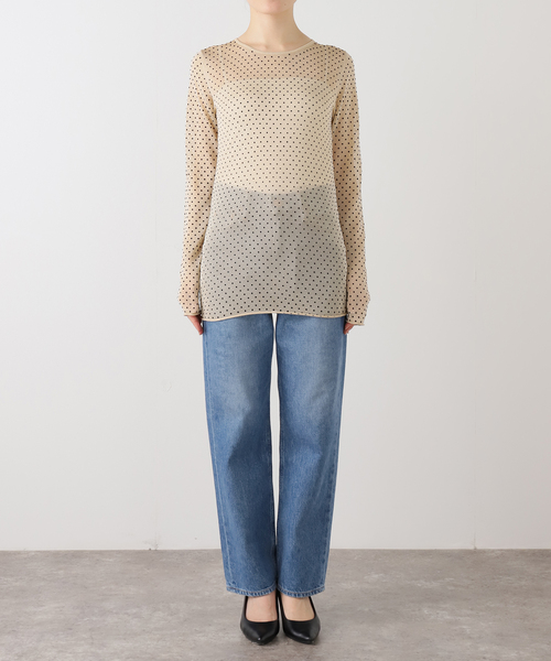 IENA(イエナ)の「《追加3》フロッキードット シアー プルオーバー(ニット/セーター・レディース・チャコールグレー/ゴールド・FREE)」の12枚目の写真