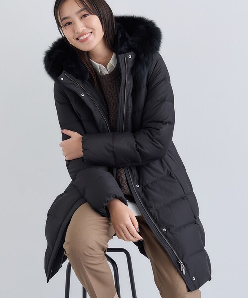 極美品　INDIVI ロングダウンジャケット　ブラック　定価約7万円 極美品 INDIVI ロングダウンジャケット ブラック 定価約7万円