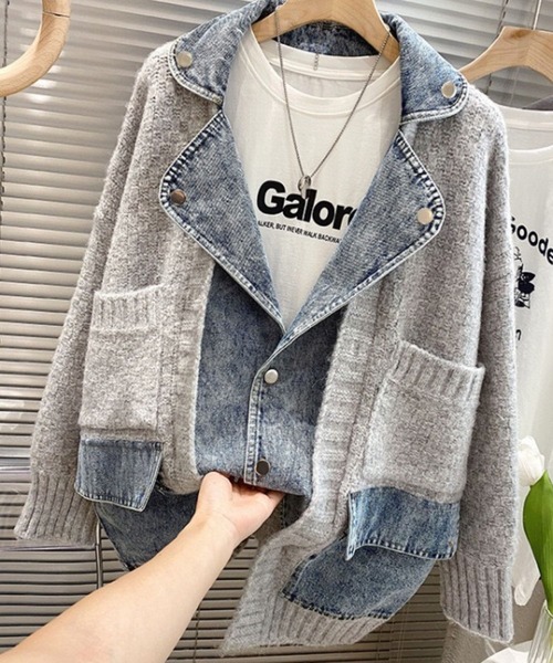 【極美品】DIESEL ニットカーディガン デニムドッキングジャケット ジャケット カーディガン ニット デニム ドッキング 長袖 ボタン