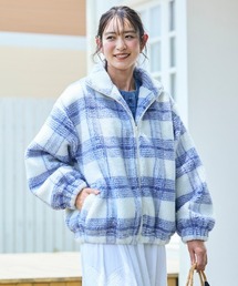＜大きいサイズ＞柄スタンドジップブルゾン