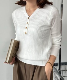 Ampirula（アンピルーラ）の「【2025AW】ニット 長袖 リブニット Vネック トップス プルオーバー 秋 冬 秋冬 レディース（ニット/セーター）」