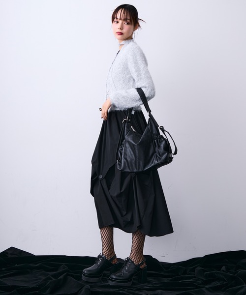 BLACKPEACENOW アシンメトリースカート ベルト レイヤード 黒 BLACKPEACENOW アシンメトリースカート ベルト レイヤード 黒｜