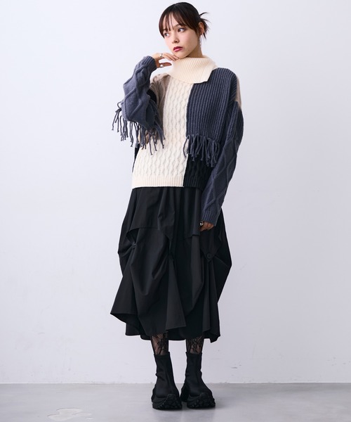 アシンメトリータックレイヤードスカート（スカート）｜MONOe（モノエ