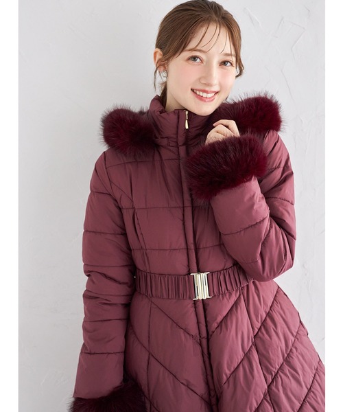 tocco closet(トッコ クローゼット)の「取り外し可能なファー&ベルト付きフィット&フレアキルティングコート(その他アウター・レディース・ブラック/アイボリー/バーガンディー/ベージュ・M)」の11枚目の写真