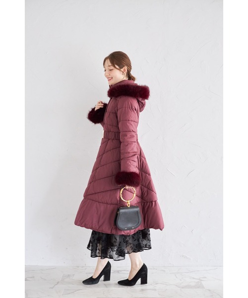 tocco closet(トッコ クローゼット)の「取り外し可能なファー&ベルト付きフィット&フレアキルティングコート(その他アウター・レディース・ブラック/アイボリー/バーガンディー/ベージュ・M)」の12枚目の写真