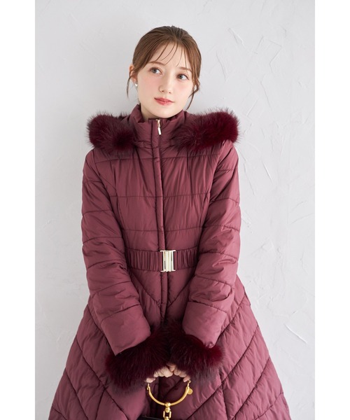 tocco closet(トッコ クローゼット)の「取り外し可能なファー&ベルト付きフィット&フレアキルティングコート(その他アウター・レディース・ブラック/アイボリー/バーガンディー/ベージュ・M)」の10枚目の写真