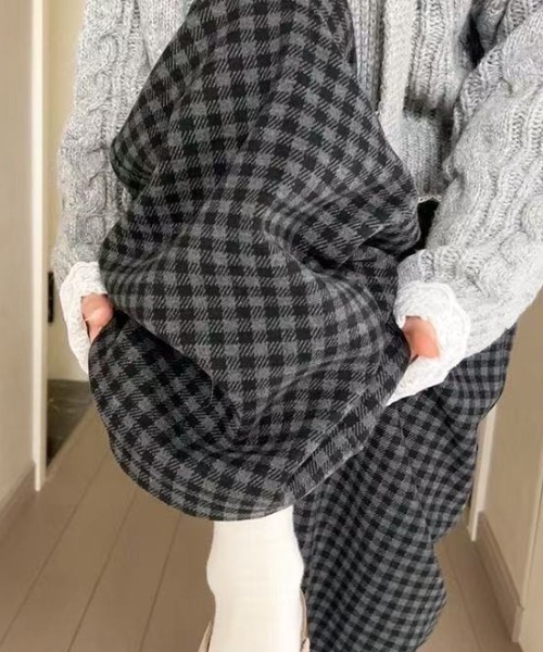 ViViDAY（ビビデー）の「裏起毛チェック柄スウェットパンツ（スウェットパンツ・レディース・ブラウン/ダークグレー・M）」の2枚目の写真