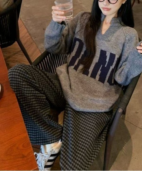 ViViDAY（ビビデー）の「裏起毛チェック柄スウェットパンツ（スウェットパンツ・レディース・ブラウン/ダークグレー・M）」の6枚目の写真