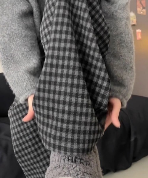ViViDAY（ビビデー）の「裏起毛チェック柄スウェットパンツ（スウェットパンツ・レディース・ブラウン/ダークグレー・M）」の5枚目の写真
