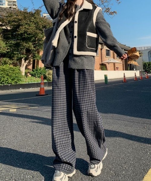 ViViDAY（ビビデー）の「裏起毛チェック柄スウェットパンツ（スウェットパンツ・レディース・ブラウン/ダークグレー・M）」の11枚目の写真