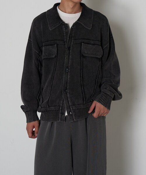 CIAOPANIC(チャオパニック)の「ヴィンテージライクニットジャケット(カーディガン/ボレロ・レディース・カーキ/チャコールグレー/ブラウン・LARGE/MEDIUM)」の2枚目の写真