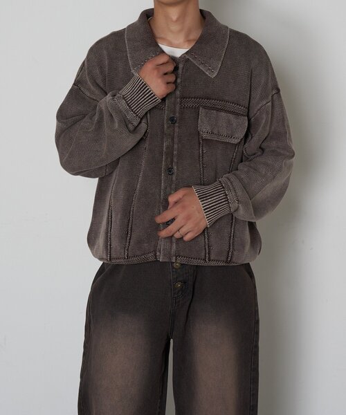 CIAOPANIC(チャオパニック)の「ヴィンテージライクニットジャケット(カーディガン/ボレロ・レディース・カーキ/チャコールグレー/ブラウン・LARGE/MEDIUM)」の12枚目の写真