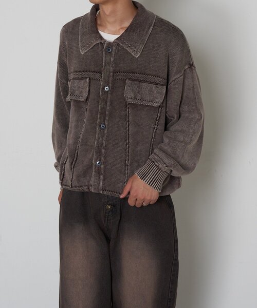 CIAOPANIC(チャオパニック)の「ヴィンテージライクニットジャケット(カーディガン/ボレロ・レディース・カーキ/チャコールグレー/ブラウン・LARGE/MEDIUM)」の14枚目の写真