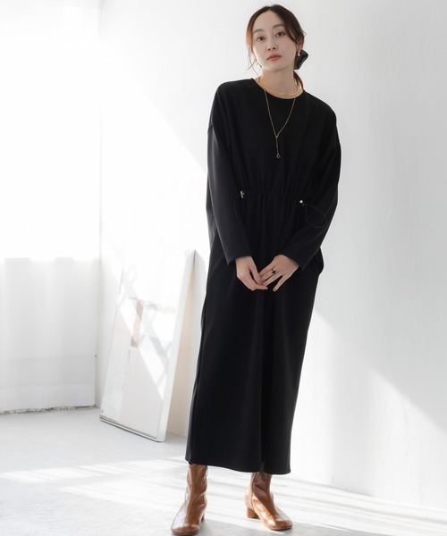 Elura（エルーラ）の「サマ見えあったかドロストワンピース/604272（ワンピース・レディース・ブラック/ホワイト/キャメル・FREE）」の2枚目の写真