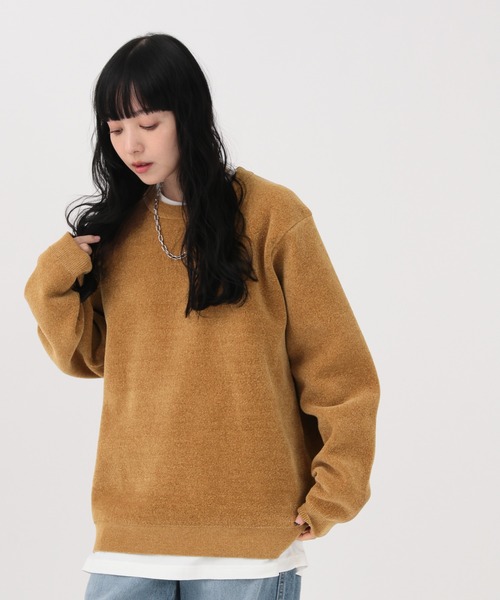 GLOBAL WORK（グローバルワーク）の「やわらかリッチモールニット/クルー/581133（ニット/セーター・メンズ・グレイッシュベージュ/ブラック/チャコールグレー/ブルー/レッド/ブラウン/グリーン/ネイビー/ベージュ/ライトグリーン・X-SMALL/SMALL/MEDIUM/LARGE/X-LARGE/XXL/3XL/XX-LARGE）」の4枚目の写真