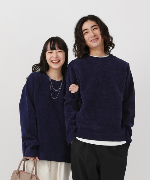 GLOBAL WORK（グローバルワーク）の「やわらかリッチモールニット/クルー/581133（ニット/セーター・メンズ・グレイッシュベージュ/ブラック/チャコールグレー/ブルー/レッド/ブラウン/グリーン/ネイビー/ベージュ/ライトグリーン・X-SMALL/SMALL/MEDIUM/LARGE/X-LARGE/XXL/3XL/XX-LARGE）」の8枚目の写真