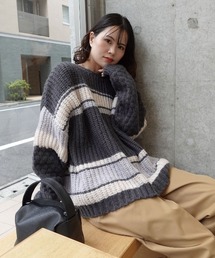 CORNERS｜コーナーズのニット/セーター（グレー/灰色系・ボーダー柄