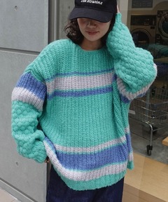 soduk/スドーク】patchwork knit tops/パッチワークニット