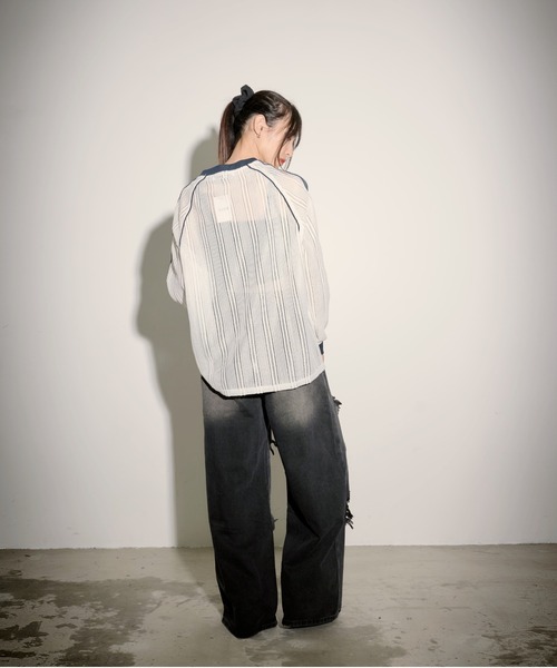 .KOM（ドットコム）の「『.KOM/ドットケーオーエム』ラインラグラン長袖Tシャツ【GC】（Tシャツ/カットソー・レディース・ブラック/ホワイト・FREE）」の6枚目の写真