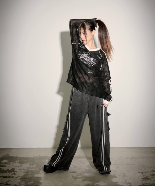 .KOM（ドットコム）の「『.KOM/ドットケーオーエム』ラインラグラン長袖Tシャツ【GC】（Tシャツ/カットソー・レディース・ブラック/ホワイト・FREE）」の7枚目の写真