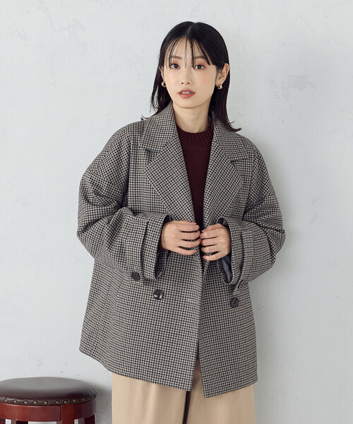 COMME CA ISM(コムサイズム)の「オーバーサイズ Pコート(ピーコート・レディース・ブラウン系/グレー系・LARGE/MEDIUM)」の9枚目の写真