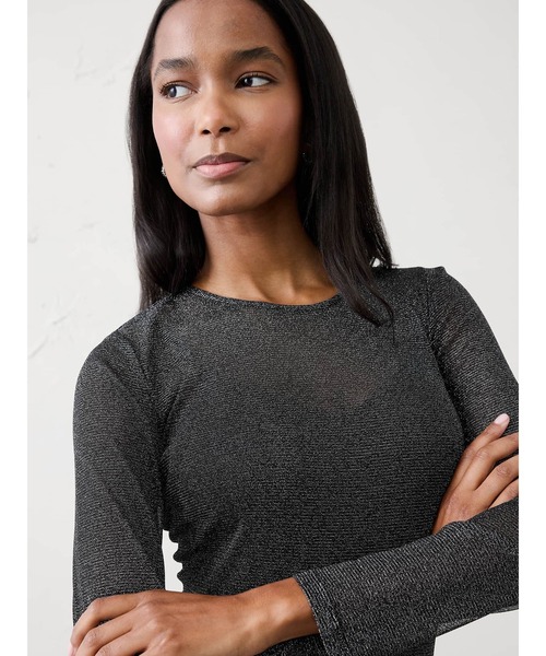 BANANA REPUBLIC FACTORY STORE(バナナリパブリック ファクトリーストア)の「BANANA REPUBLIC FACTORY STORE ルレックス メッシュトップス(Tシャツ/カットソー・レディース・ブラック・L/M/S/XS)」の1枚目の写真