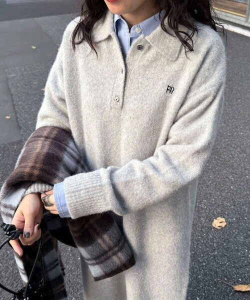 fredy emue（フレディエミュ）の「FR刺繍衿付きニットワンピース（ワンピース・レディース・オレンジ/ネイビー/グレー・38）」の12枚目の写真