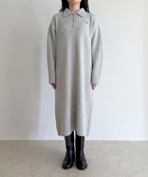 fredy emue（フレディエミュ）の「FR刺繍衿付きニットワンピース（ワンピース・レディース・オレンジ/ネイビー/グレー・38）」の13枚目の写真