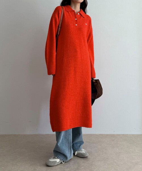 fredy emue（フレディエミュ）の「FR刺繍衿付きニットワンピース（ワンピース・レディース・オレンジ/ネイビー/グレー・38）」の22枚目の写真