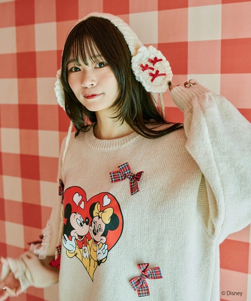 kutir(クティール)の「【クティールとレトロ】リボンたっぷりハートイヤーマフ(イヤーマフ・レディース・ネイビー/イエロー/アイボリー/レッド・FREE)」の1枚目の写真