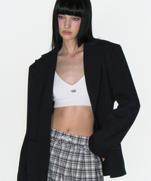 ヘリンボーンオーバーサイズブレザー_ネイビー