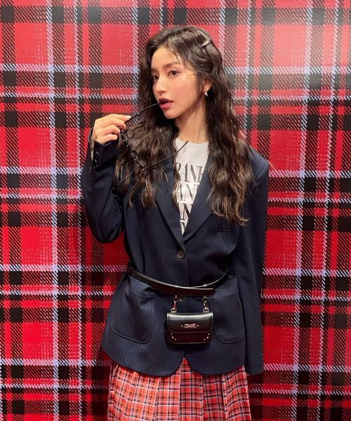 CRANK（クランク）の「ヘリンボーンオーバーサイズブレザー_ネイビー（テーラードジャケット・レディース・その他・FREE）」の5枚目の写真