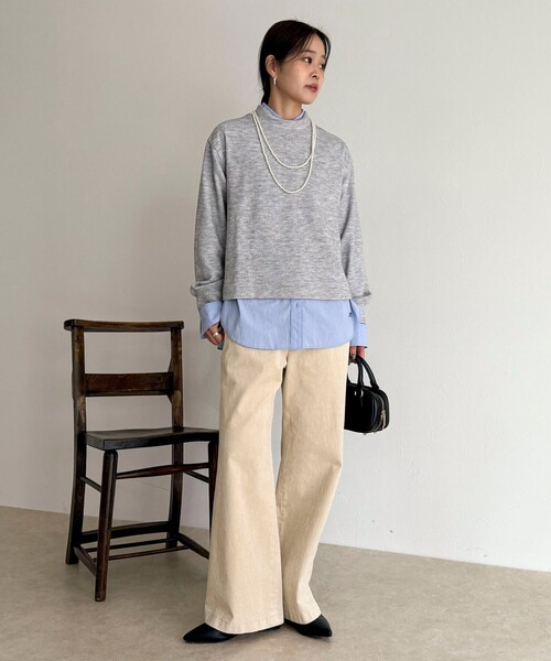 fredy emue(フレディエミュ)の「ニットソークロップドプルオーバー(Tシャツ/カットソー・レディース・オフホワイト/ピンク/チャコールグレー/ライトグレー・38)」の7枚目の写真