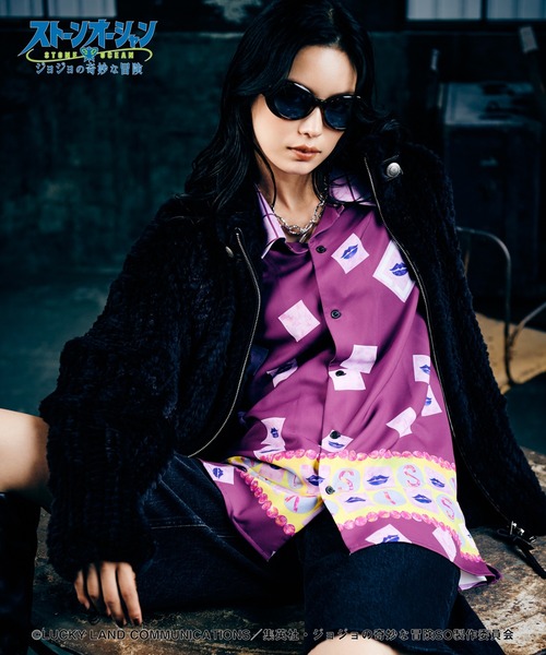 glamb(グラム)の「E・Costello’s Stand Shirt(シャツ/ブラウス・メンズ・パープル/ブラック・XL/S/M/L)」の2枚目の写真