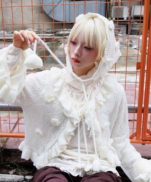 axes femme(アクシーズファム)の「おはなニットバブーシュカ(その他雑貨・レディース・ブラック/ダークブラウン/ホワイト・FREE)」の22枚目の写真