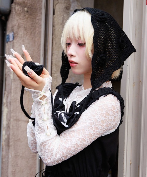 axes femme(アクシーズファム)の「おはなニットバブーシュカ(その他雑貨・レディース・ブラック/ダークブラウン/ホワイト・FREE)」の16枚目の写真
