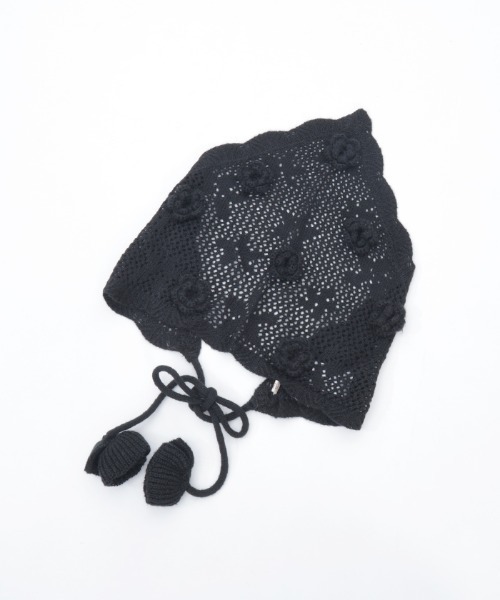 axes femme(アクシーズファム)の「おはなニットバブーシュカ(その他雑貨・レディース・ブラック/ダークブラウン/ホワイト・FREE)」の4枚目の写真